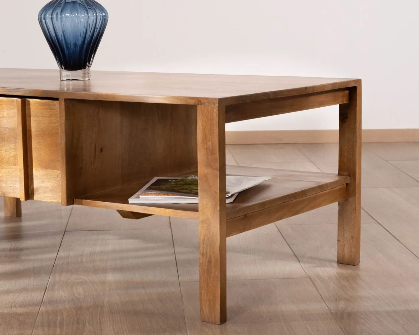 Table basse rectangulaire esprit zen en manguier naturel "Sicaly" Table Basse Rectangulaire