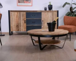 Online Table basse ronde avec double plateau bois "Andy" diam. 100cm Table Basse Ovale Ou Ronde