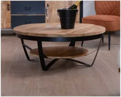 Online Table basse ronde avec double plateau bois "Andy" diam. 100cm Table Basse Ovale Ou Ronde
