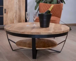 Online Table basse ronde avec double plateau bois 