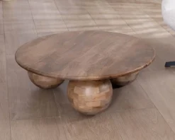 Discount Table basse ronde design épuré et organique en manguier massif