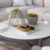 Clearance Table basse ronde en céramique et aluminium, diam. 126 "Sokha Beach" Table Basse Ovale Ou Ronde