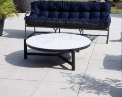 Clearance Table basse ronde en céramique et aluminium, diam. 126