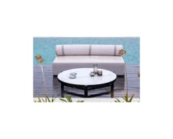 Clearance Table basse ronde en céramique et aluminium, diam. 126