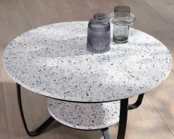 Online Table basse ronde en terrazzo blanc et métal noir