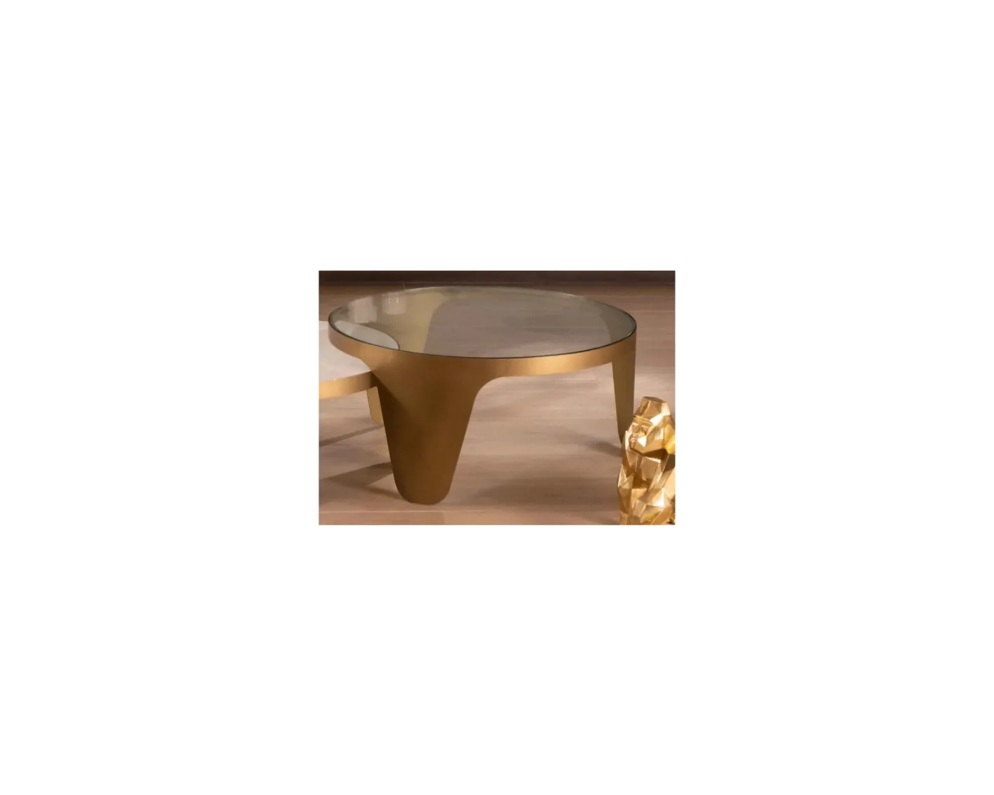 Table basse ronde laiton antique et verre "Gilt Antique" Table Basse Ovale Ou Ronde