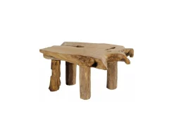 Outlet Table basse teck massif brut "Farmer" Table Basse Rectangulaire