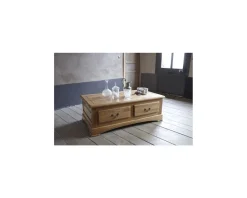 New Table basse 2 tiroirs chêne massif "Antique" Table Basse Rectangulaire