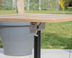 Sale Table bistrot 80x80 cm en teck et pied central aluminium 