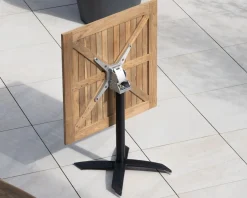 Sale Table bistrot 80x80 cm en teck et pied central aluminium 