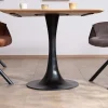 Sale Table carrée 90 cm esprit bistrot en acacia "Piccadilly" pied tulipe en métal Table À Manger Carrée