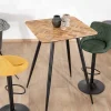 Discount Table de bar carrée 75cm en teck recyclé et pieds crayons noirs "Foster" Table Haute Carrée
