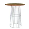 Table de bar loft en bois et métal blanc "Hello" Table Haute Ronde