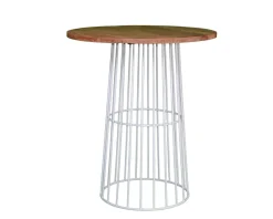 Table de bar loft en bois et métal blanc "Hello" Table Haute Ronde