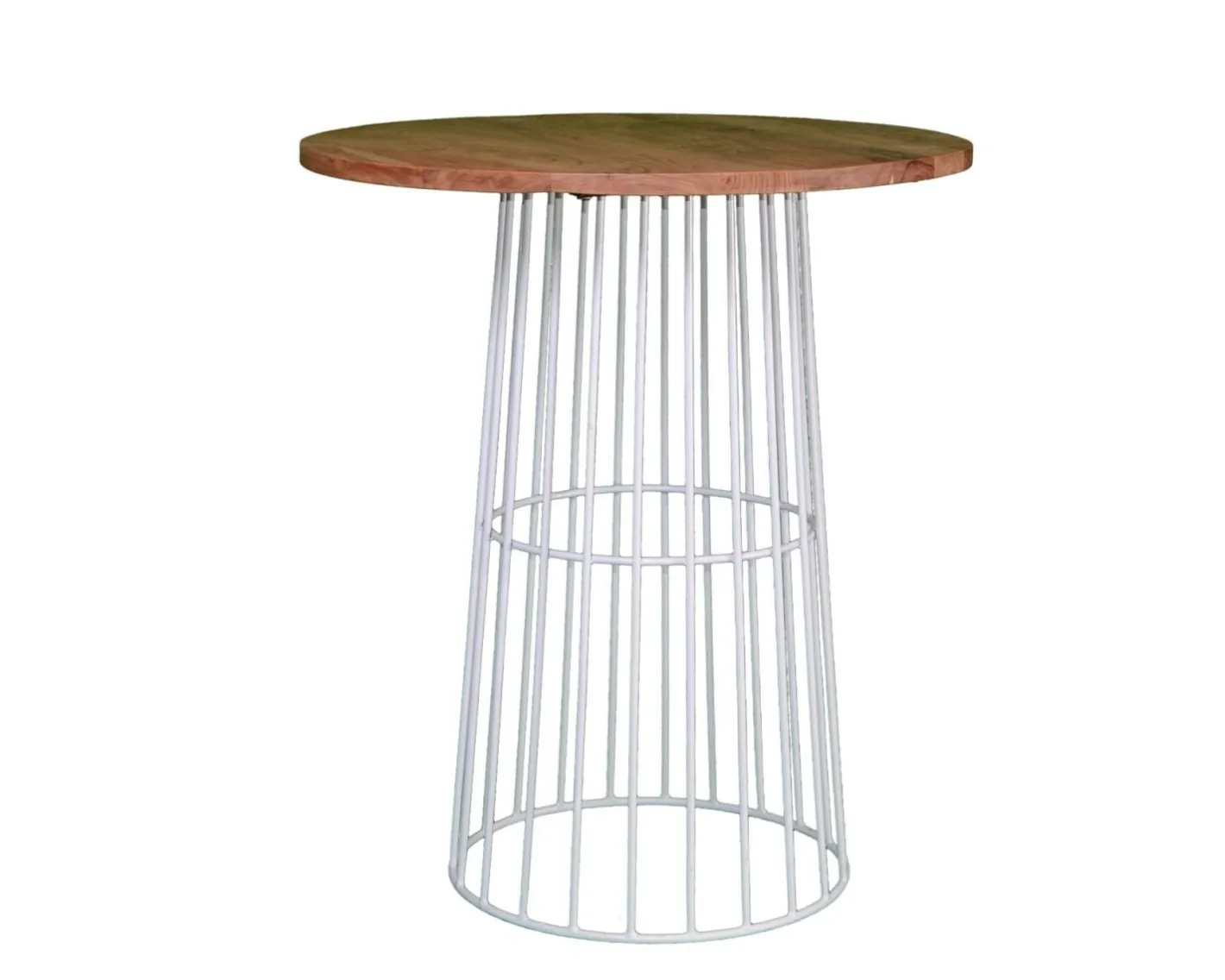 Table de bar loft en bois et métal blanc "Hello" Table Haute Ronde