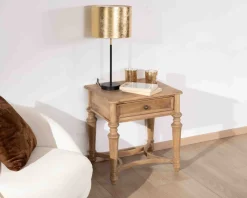 Outlet Table de chevet en manguier naturel massif style classique "Legacy" Bout De Canapé|Table D'Appoint