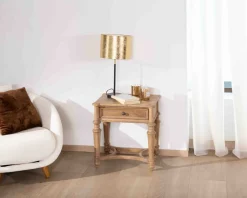 Outlet Table de chevet en manguier naturel massif style classique 