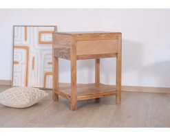 Clearance Table de chevet ou d'appoint en acacia avec tiroir "Conoa" Table D'Appoint