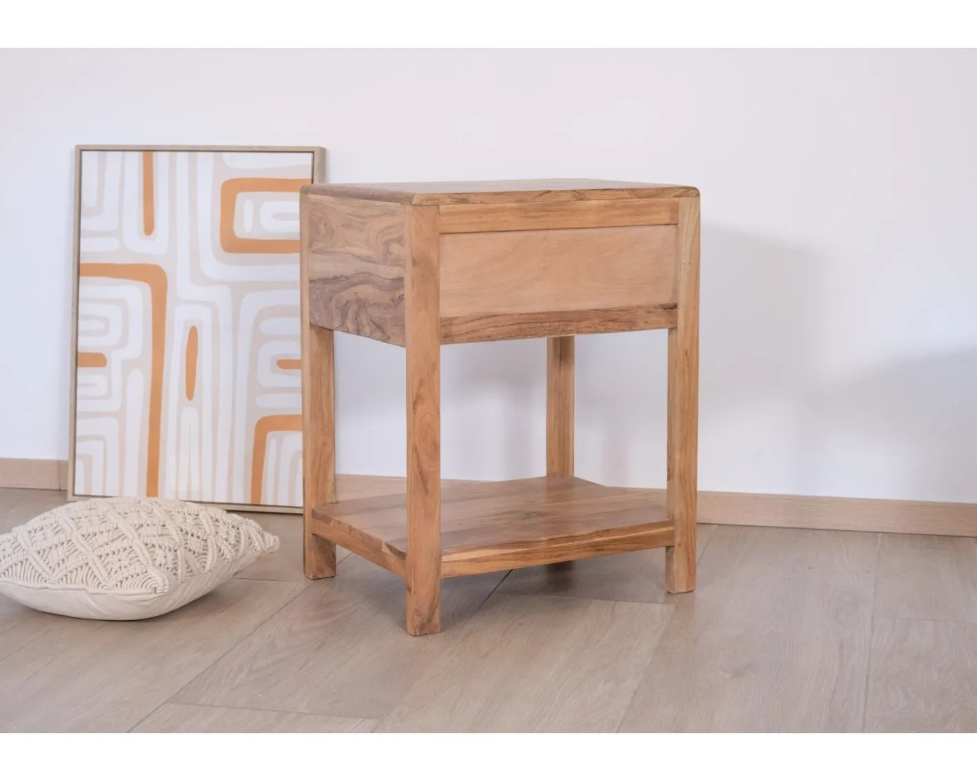 Clearance Table de chevet ou d'appoint en acacia avec tiroir "Conoa" Table D'Appoint