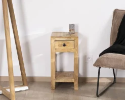 Sale Table de chevet structure ouverte et 1 tiroir "Manoha" en manguier H 60 cm Bout De Canapé|Table D'Appoint