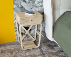 Online Table de chevet style épuré et rétro en manguier