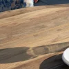 Best Table de jardin ronde en teck et pieds croisés en aluminium "Ozone" 150 cm Table À Manger Ronde Ou Ovale