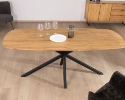 Hot Table de repas bateau en teck recyclé et pieds mikado "Bahia" 200 cm Table À Manger Rectangulaire