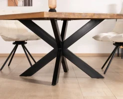 Online Table de repas carrée en teck pied métal 130 cm
