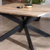 Hot Table de repas carrée extensible style industriel manguier et métal "Haden" 140x140-220cm Table À Manger Carrée