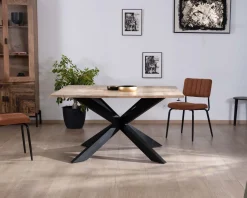 Hot Table de repas carrée extensible style industriel manguier et métal