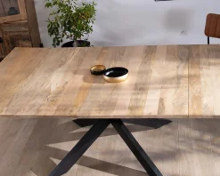 Hot Table de repas carrée extensible style industriel manguier et métal