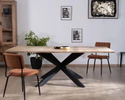 Hot Table de repas carrée extensible style industriel manguier et métal