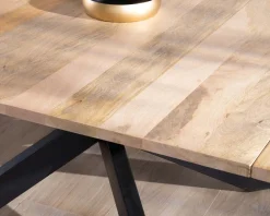 Hot Table de repas carrée extensible style industriel manguier et métal