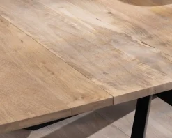Table de repas carrée 120x120cm style industriel manguier et métal "Haden" avec extensions Table À Manger Carrée