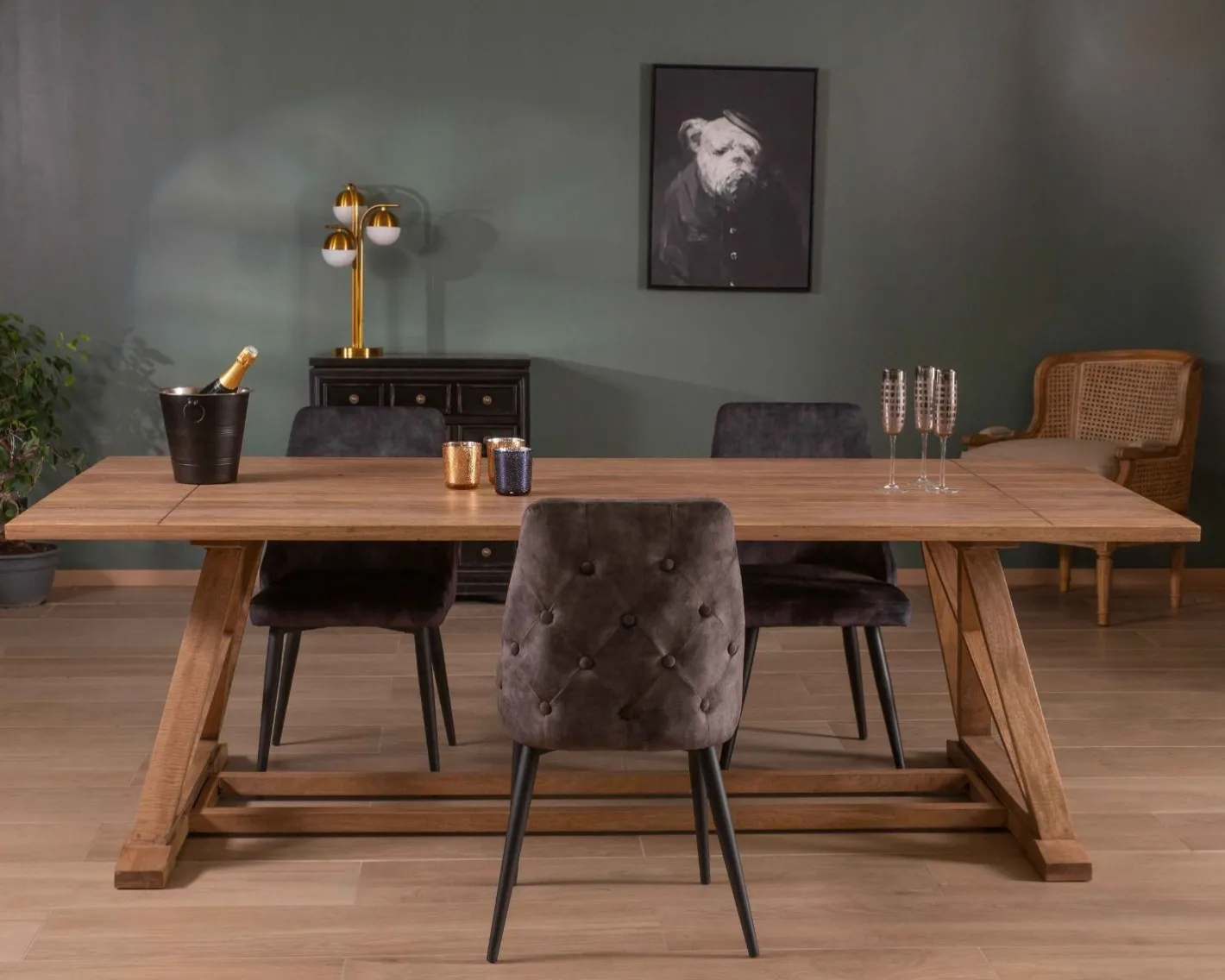 Best Table de repas 240cm "Asia" bois massif et plateau rectangulaire Table À Manger Rectangulaire