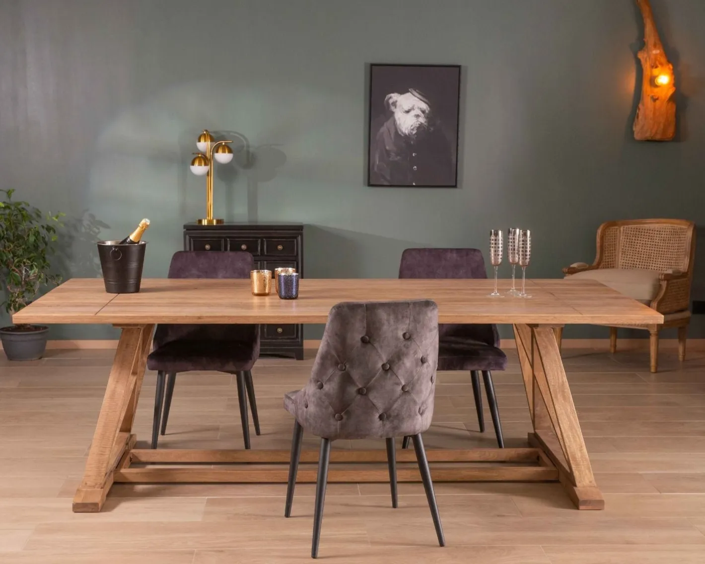 Best Table de repas 240cm "Asia" bois massif et plateau rectangulaire Table À Manger Rectangulaire