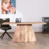 Clearance Table de repas 175 cm design "Elki" en acacia avec pied central Table À Manger Rectangulaire