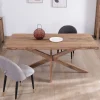 New Table de repas 180 cm plateau naturel et pieds croix "Enoa" 100% palissandre Table À Manger Rectangulaire