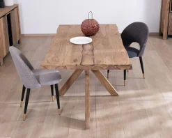 New Table de repas 180 cm plateau naturel et pieds croix