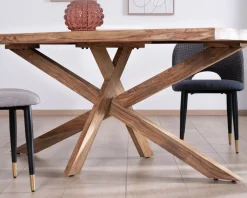 New Table de repas 180 cm plateau naturel et pieds croix