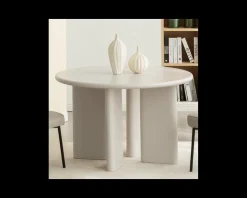 Outlet Table de repas contemporaine ronde 120 cm coloris crème 