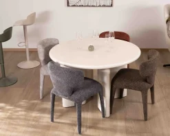 Outlet Table de repas contemporaine ronde 120 cm coloris crème 