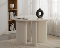 Outlet Table de repas contemporaine ronde 120 cm coloris crème 