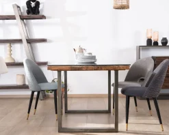 Online Table de repas design en bois recyclé et pieds métal en U 