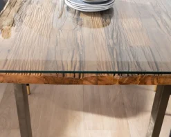 Online Table de repas design en bois recyclé et pieds métal en U 