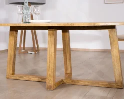 Hot Table de repas elliptique 220 cm en bois "Calypso" avec pieds trapèzes Table À Manger Ronde Ou Ovale