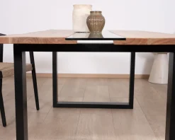 Table de repas en acacia avec centre en verre 