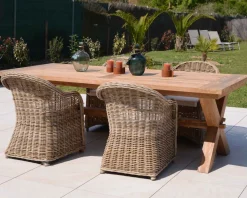 Online Table de repas en bois de teck recyclé 6/8 personnes