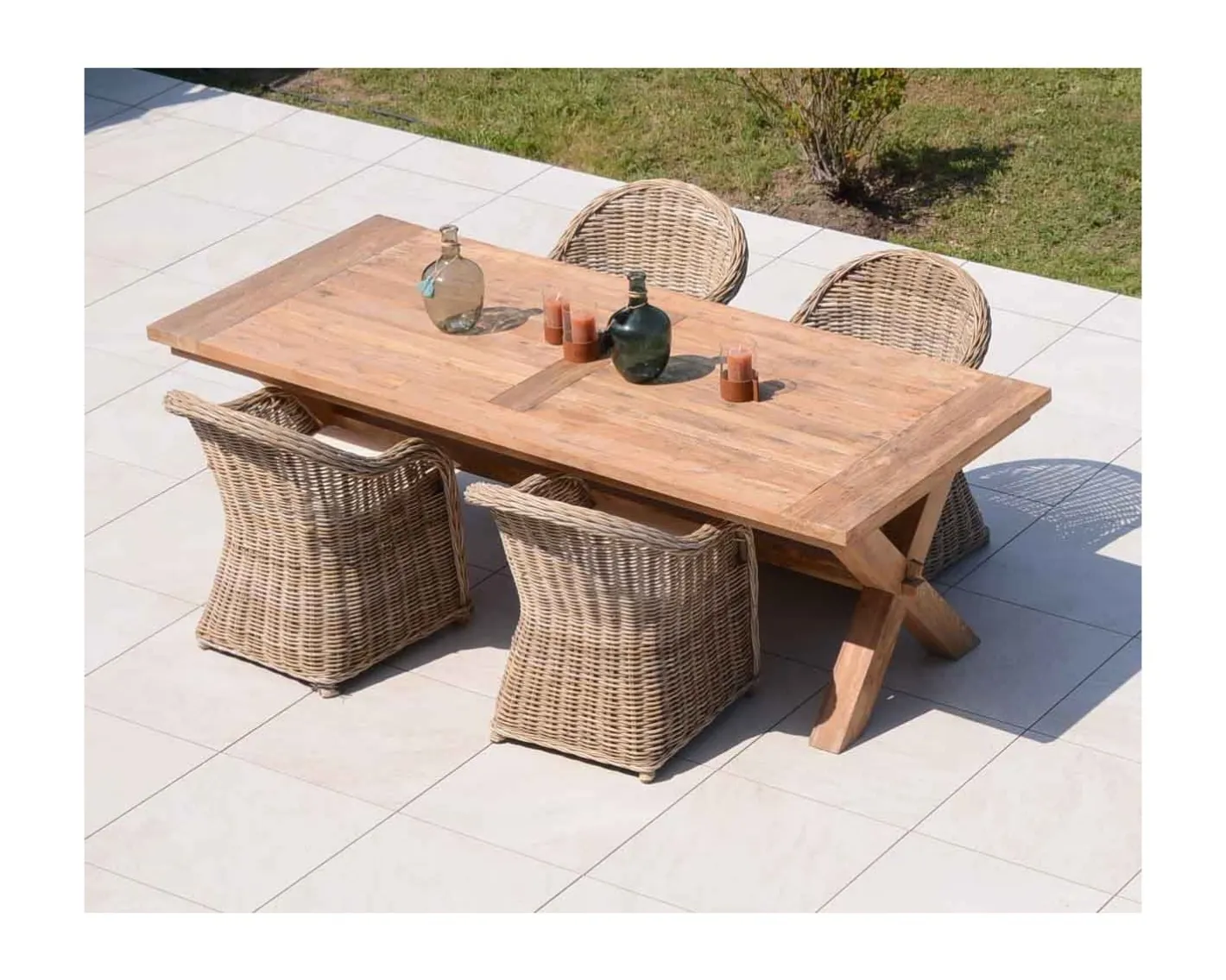 Online Table de repas en bois de teck recyclé 6/8 personnes "Balangan Beach" 200 cm Table À Manger Rectangulaire