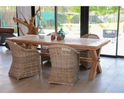 Online Table de repas en bois de teck recyclé 6/8 personnes